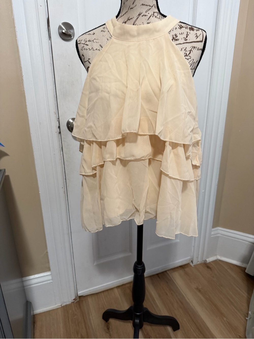 Womens Cream Tiered Ruffle top